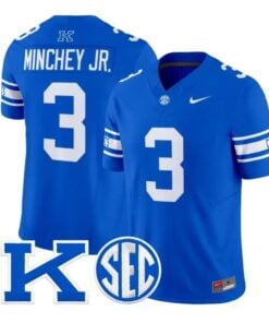 Kenny Minchey Jersey #3 Kentucky Wildcats Power K Patch Vapor Limited Stitched by My Store NCAA Football Jerseys
