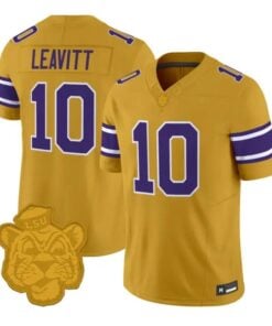 SamLeavittJersey_10LSUTigers2026GridironGoldThrowbackFootballStitched - Robert Henrys Sam Leavitt Jersey #10 LSU Tigers 2026 Gridiron Gold Throwback Football Stitched by My Store NCAA Football Jerseys