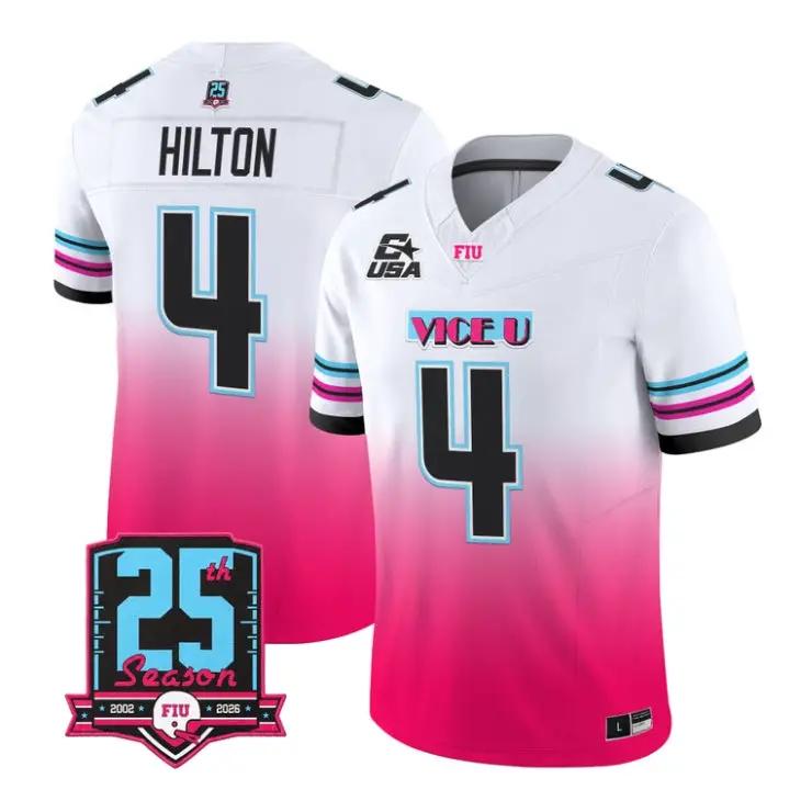 TYHiltonJersey_4FloridaInternationalPanthers2026PinkViceAllStitched - Robert Henrys T.Y. Hilton Jersey #4 Florida International Panthers 2026 Pink Vice All Stitched by My Store NCAA Football Jerseys