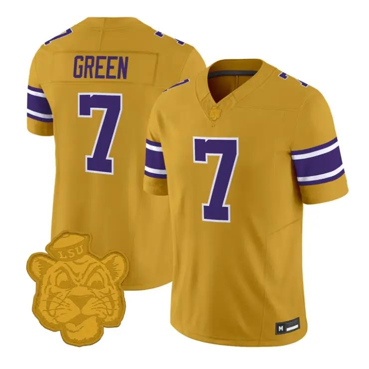 Trey_DezGreenJersey_7LSUTigers2026GridironGoldThrowbackVaporStitched - Robert Henrys Trey'Dez Green Jersey #7 LSU Tigers 2026 Gridiron Gold Throwback Vapor Stitched by My Store NCAA Football Jerseys