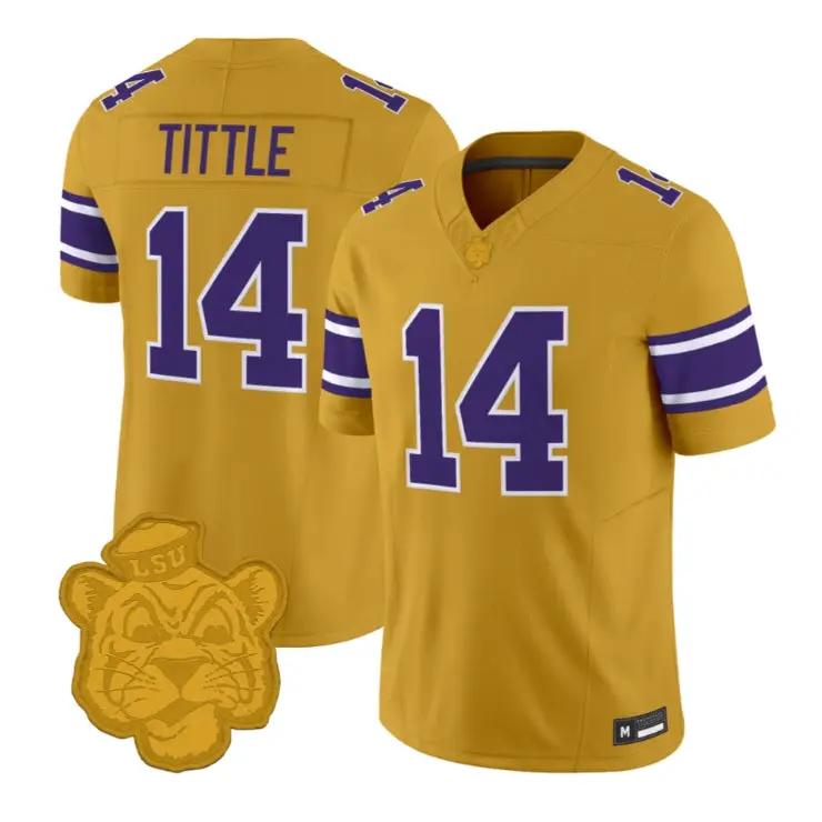 YATittleJersey_14LSUTigers2026GridironGoldThrowbackVaporStitched - Robert Henrys Y.A. Tittle Jersey #14 LSU Tigers 2026 Gridiron Gold Throwback Vapor Stitched by My Store NCAA Football Jerseys