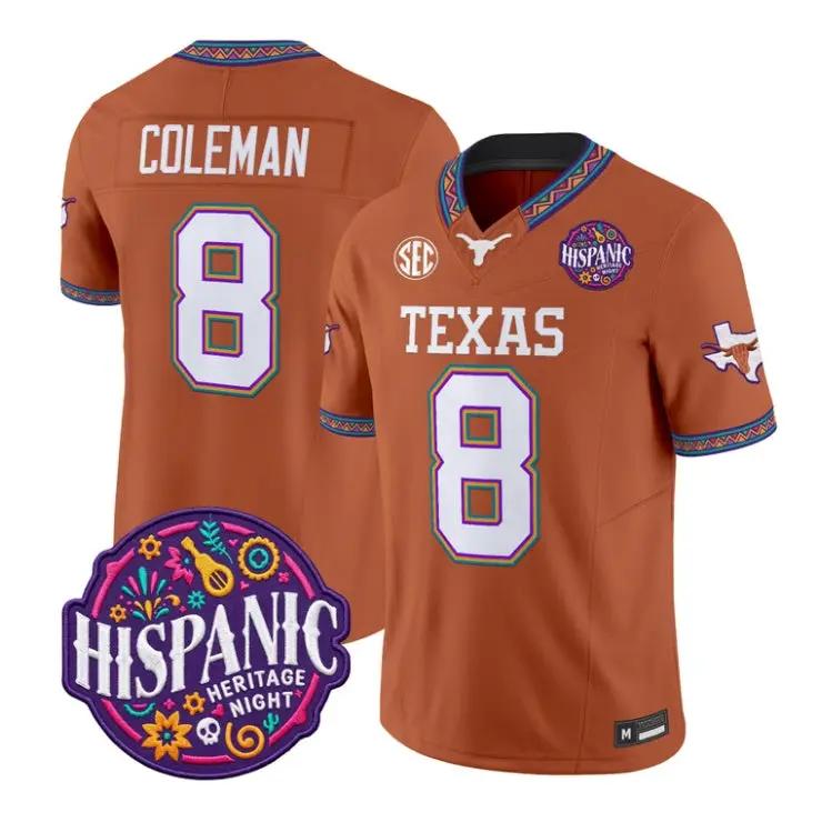 cam-coleman-jersey-8-texas-longhorns-2026-latino-heritage-all-stitched-03 - Robert Henrys Cam Coleman Jersey #8 Texas Longhorns 2026 Latino Heritage All Stitched by My Store NCAA Football Jerseys