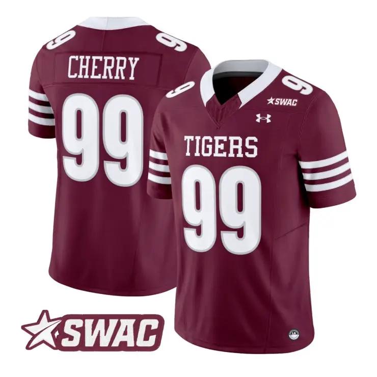 cherry-jersey-99-texas-southern-tigers-2026-vapor-limited-all-stitched-02 - Robert Henrys Cherry Jersey #99 Texas Southern Tigers 2026 Vapor Limited All Stitched by My Store NCAA Football Jerseys