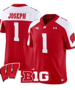 Colton Joseph Jersey #1 Wisconsin Badgers 2026 Limited All Stitched by My Store NCAA Football Jerseys