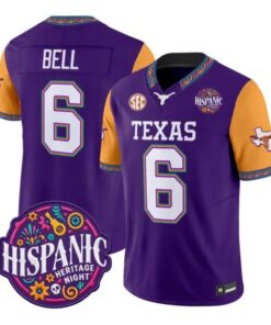 Dia Bell Jersey #6 Texas Longhorns 2026 Latino Heritage Month Stitched by My Store NCAA Football Jerseys