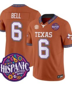 Dia Bell Jersey #6 Texas Longhorns 2026 Latino Heritage Month Stitched by My Store NCAA Football Jerseys