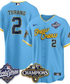 Brice Turang Jersey #2 Milwaukee Brewers 2026 NL Champions Vapor Stitched by My Store Baseball Jerseys