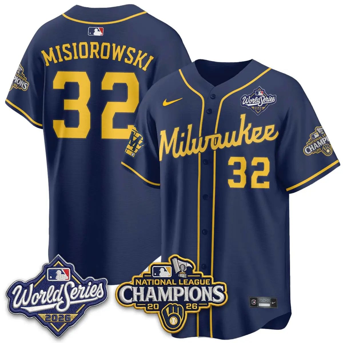 Jacob Misiorowski Jersey #32 Milwaukee Brewers 2026 NL Champions Vapor Stitched - Robert Henrys Jacob Misiorowski Jersey #32 Milwaukee Brewers 2026 NL Champions Vapor Stitched