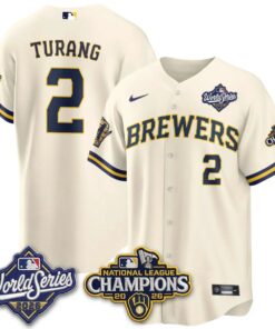 Brice Turang Jersey #2 Milwaukee Brewers 2026 NL Champions Vapor Stitched by My Store Baseball Jerseys
