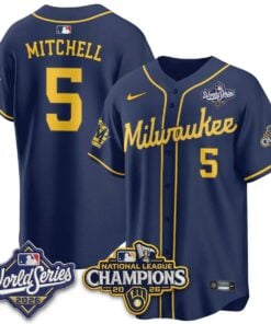 Garrett Mitchell Jersey #5 Milwaukee Brewers 2026 NL Champions Vapor Stitched