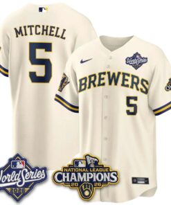 Garrett Mitchell Jersey #5 Milwaukee Brewers 2026 NL Champions Vapor Stitched