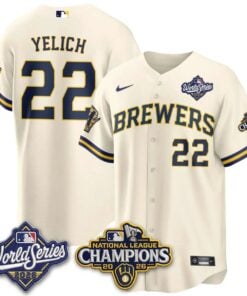 Christian Yelich Jersey #22 Milwaukee Brewers 2026 NL Champions Vapor Stitched by My Store Baseball Jerseys