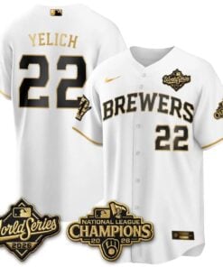 Christian Yelich Jersey #22 Milwaukee Brewers 2026 NL Champions Vapor Stitched by My Store Baseball Jerseys