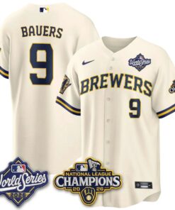 Jake Bauers Jersey #9 Milwaukee Brewers 2026 NL Champions Vapor Stitched