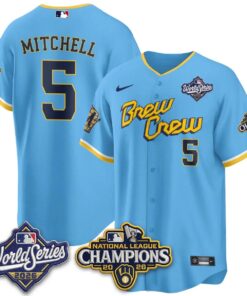Garrett Mitchell Jersey #5 Milwaukee Brewers 2026 NL Champions Vapor Stitched