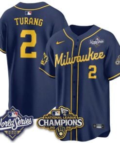 Brice Turang Jersey #2 Milwaukee Brewers 2026 NL Champions Vapor Stitched