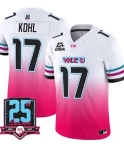 jj-kohl-jersey-17-florida-international-panthers-2026-pink-vice-vapor-01 - Robert Henrys JJ Kohl Jersey #17 Florida International Panthers 2026 Pink Vice Vapor Stitched by My Store NCAA Football Jerseys
