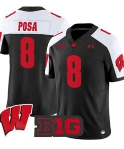 Mason Posa Jersey #8 Wisconsin Badgers 2026 Vapor Limited Stitched by My Store NCAA Football Jerseys