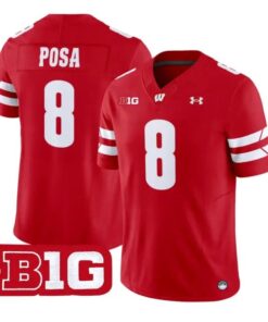 Mason Posa Jersey #8 Wisconsin Badgers 2026 Vapor Limited Stitched by My Store NCAA Football Jerseys