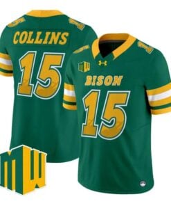 Mekhi Collins Jersey #15 North Dakota State Bison 2026 Code Green Vapor Stitched by My Store NCAA Football Jerseys
