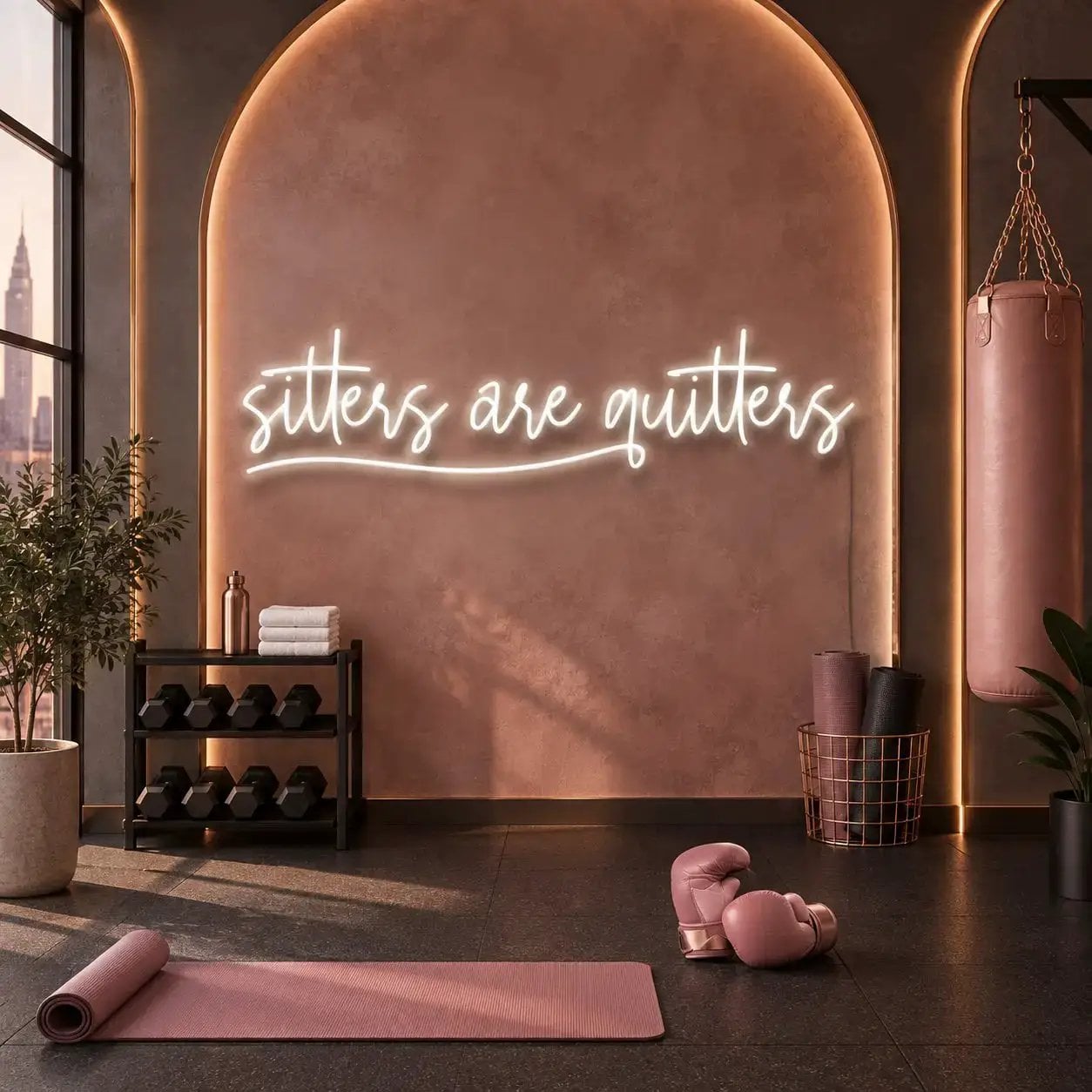 Sitters Are Quitters Workout Motivation Neon Sign 1 Sitters Are Quitters Workout Motivation Neon Sign by CustomNeonStudio
