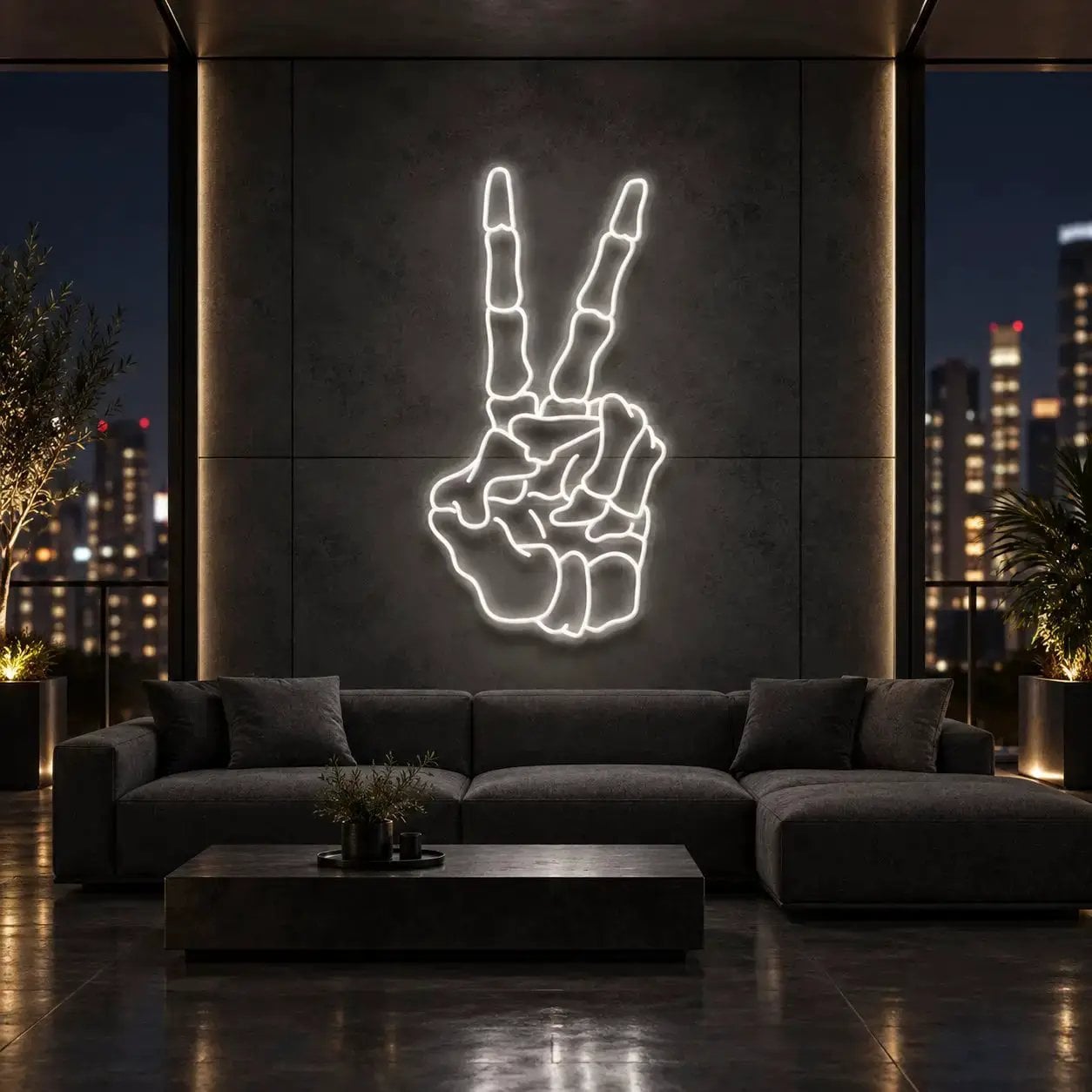 Skeleton Peace Sign Unique Neon Sign For Tattoo Parlors 1 Skeleton Peace Sign Unique Neon Sign For Tattoo Parlors by CustomNeonStudio