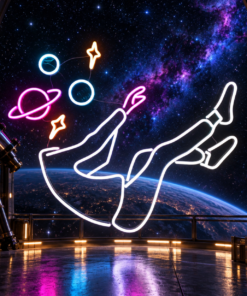 Space Head Multicolor Electric Sparkling Energy Neon Sign by CustomNeonStudio