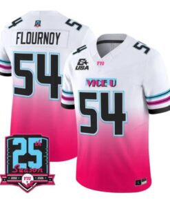 Zaire Flournoy Jersey #54 Florida International Panthers 2026 Pink Vice Stitched by My Store NCAA Football Jerseys